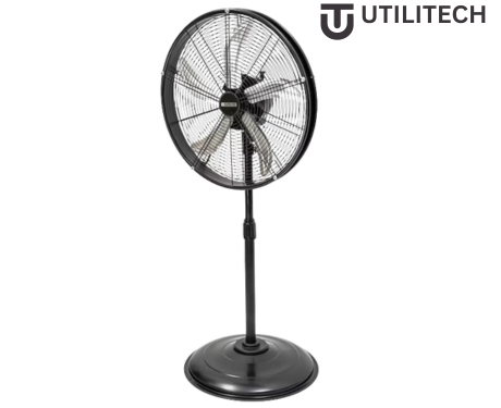 Utilitech 20-in 120-Volt 3-Speed High Velocity Indoor Black Oscillating Pedestal Fan